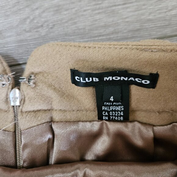Club Monaco Women's tan beige wool short skirt size 4 - Picture 3 of 6